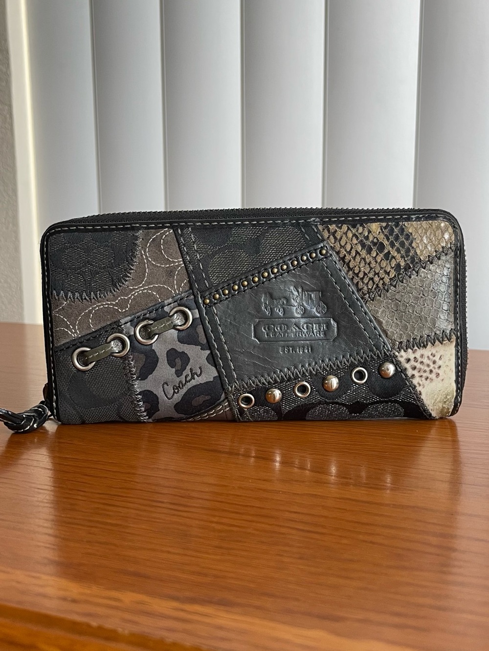 Vintage Coach Patchwork Zip Around Wallet Y2K